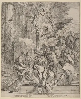 The Adoration of the Magi, by Pietro Testa, ink, 1640