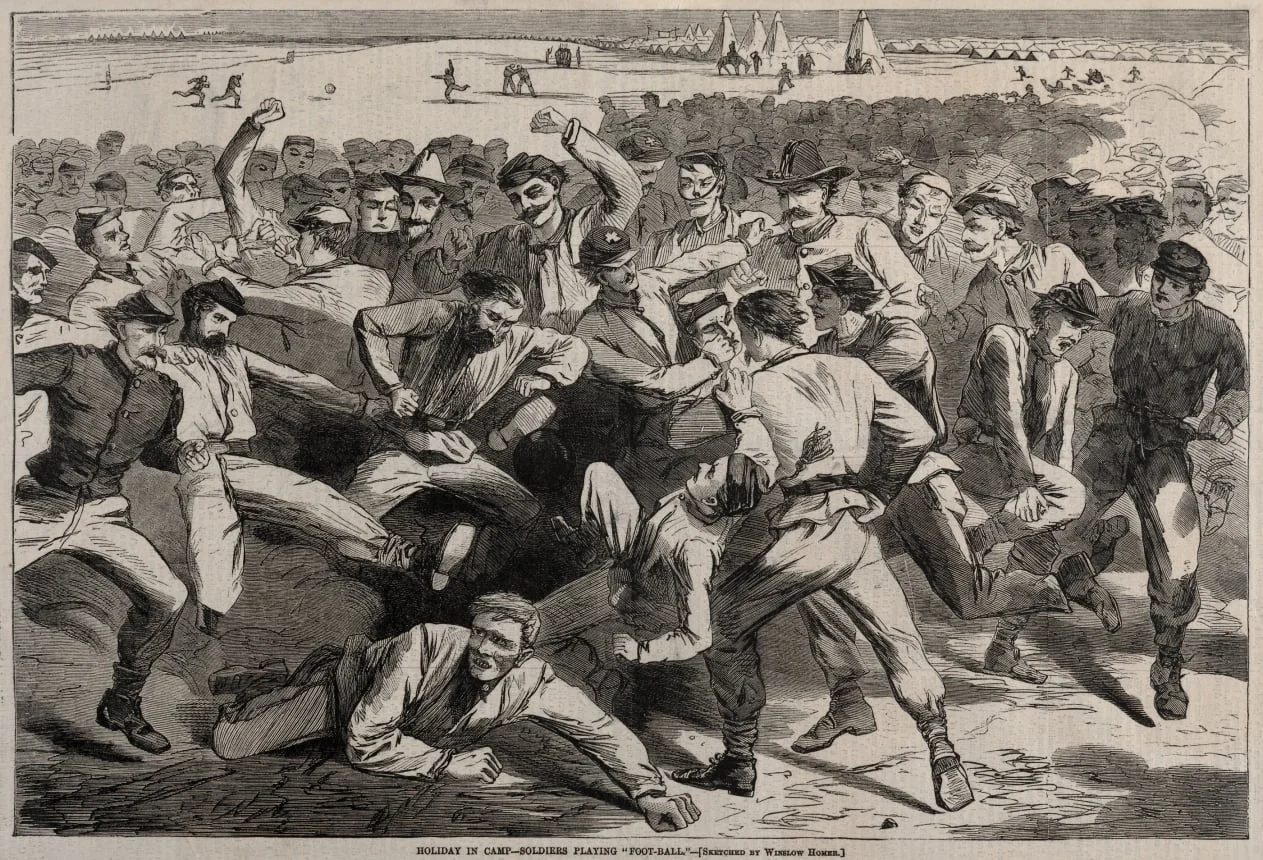 Holiday in Camp - Soldiers Playing "Foot-Ball", detail
