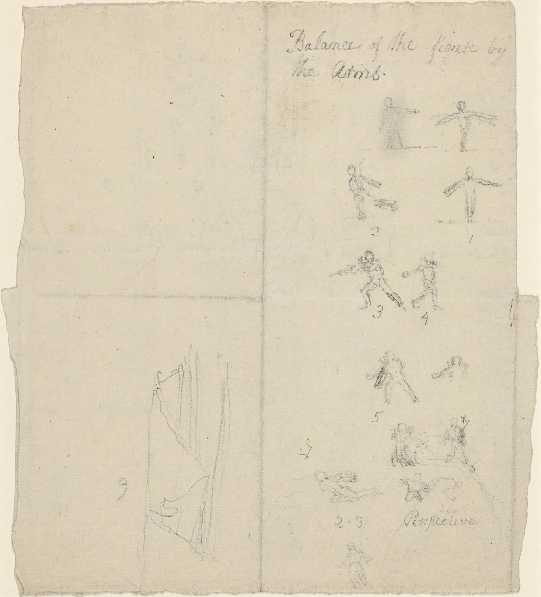 Figures Illustrating Balance and Perspective [recto], detail
