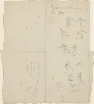 Figures Illustrating Balance and Perspective [recto], by John Flaxman, graphite, 1790