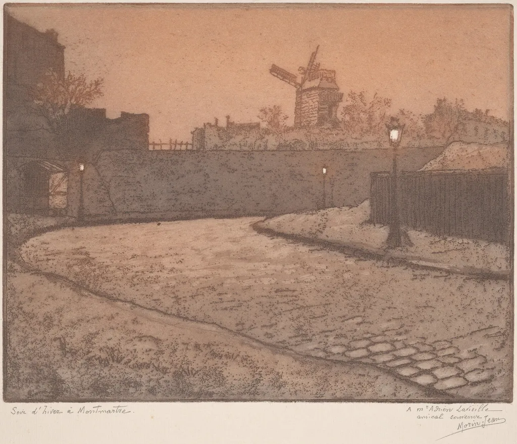 Soir d'hiver à Montmartre (Winter Evening in Montmartre), by Jean Morin, ink