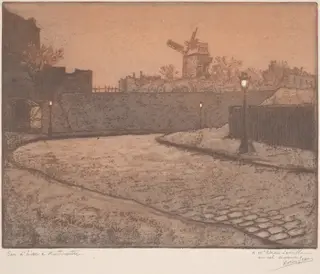 Soir d'hiver à Montmartre (Winter Evening in Montmartre), by Jean Morin, ink