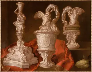 Still life with silver torch, by Meiffren Conte, oil, 1600