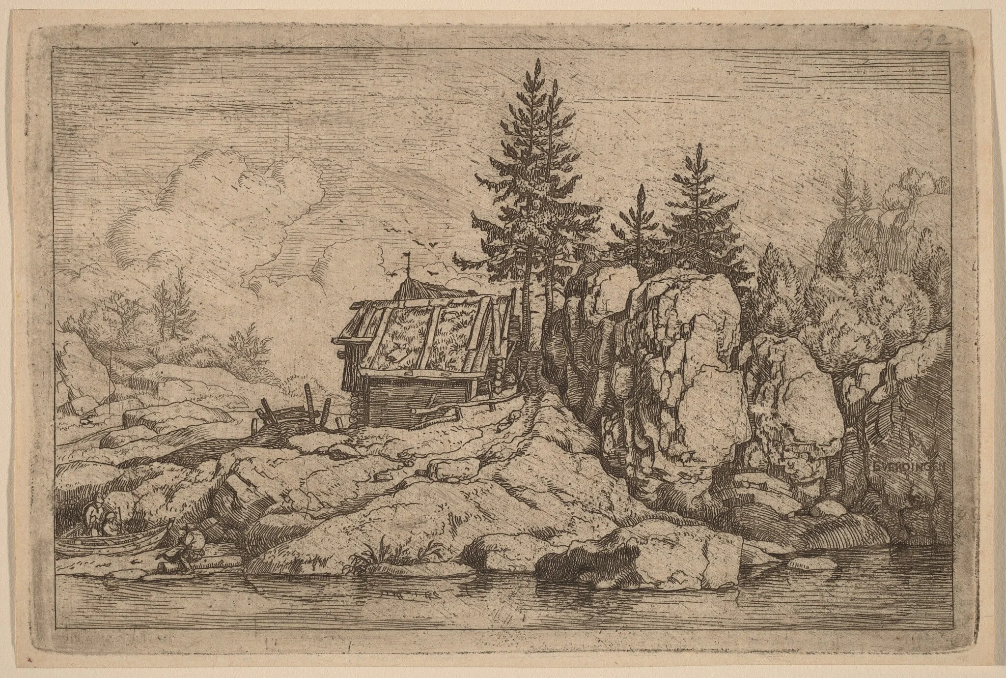 Two Fir Trees near Cottages, detail
