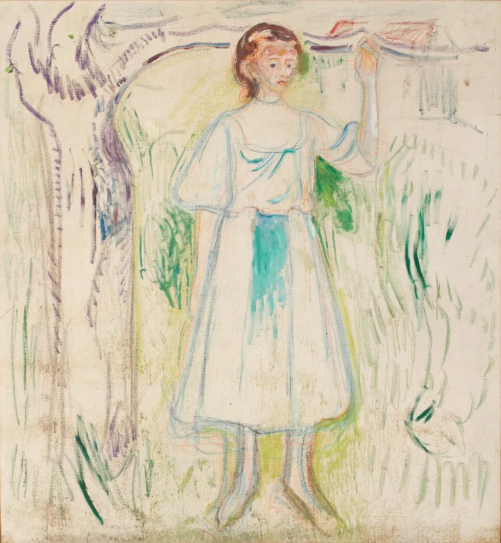 Young Woman Under a Tree, by Edvard Munch, oil, 1910
