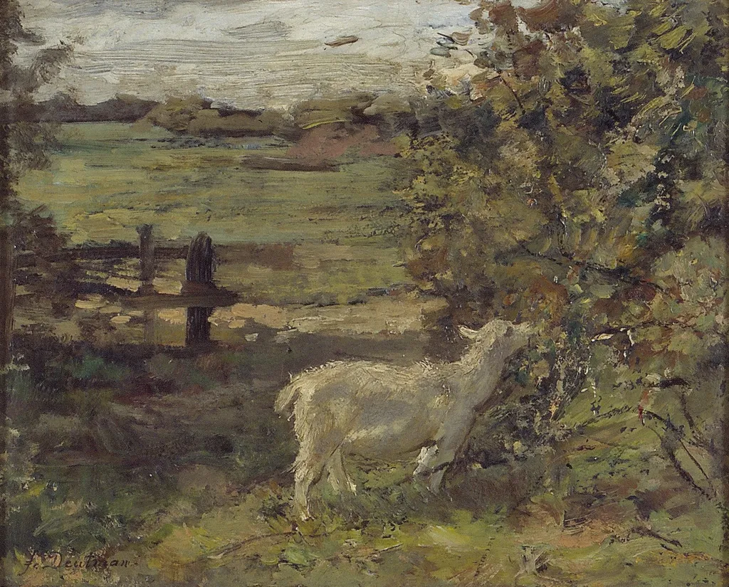 Landscape with a Kid, by Franz Deutmann, oil, 1901