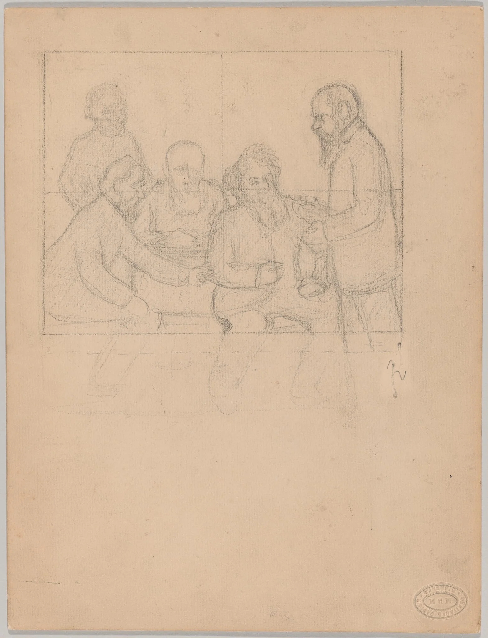 Study for 'Les cinq peintres' (The Five Painters), detail