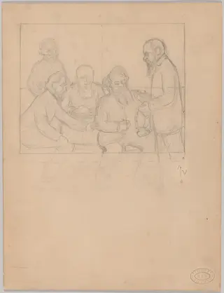 Study for 'Les cinq peintres' (The Five Painters), by Félix Vallotton, graphite, 1902