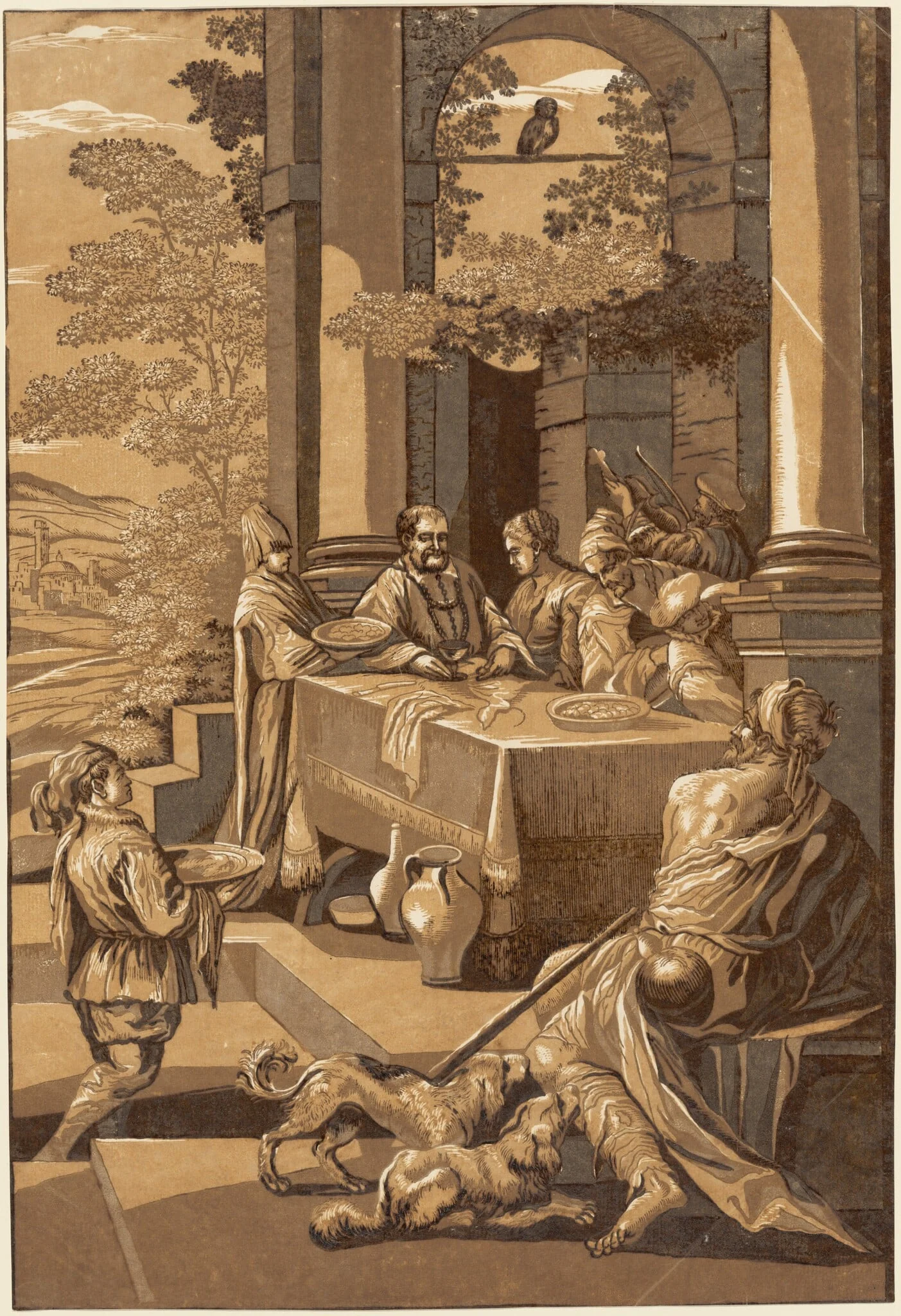 Dives and Lazarus (Right Panel), detail