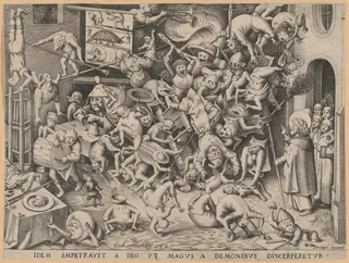 The Fall of the Magician, by Pieter van der Heyden, ink, 1565
