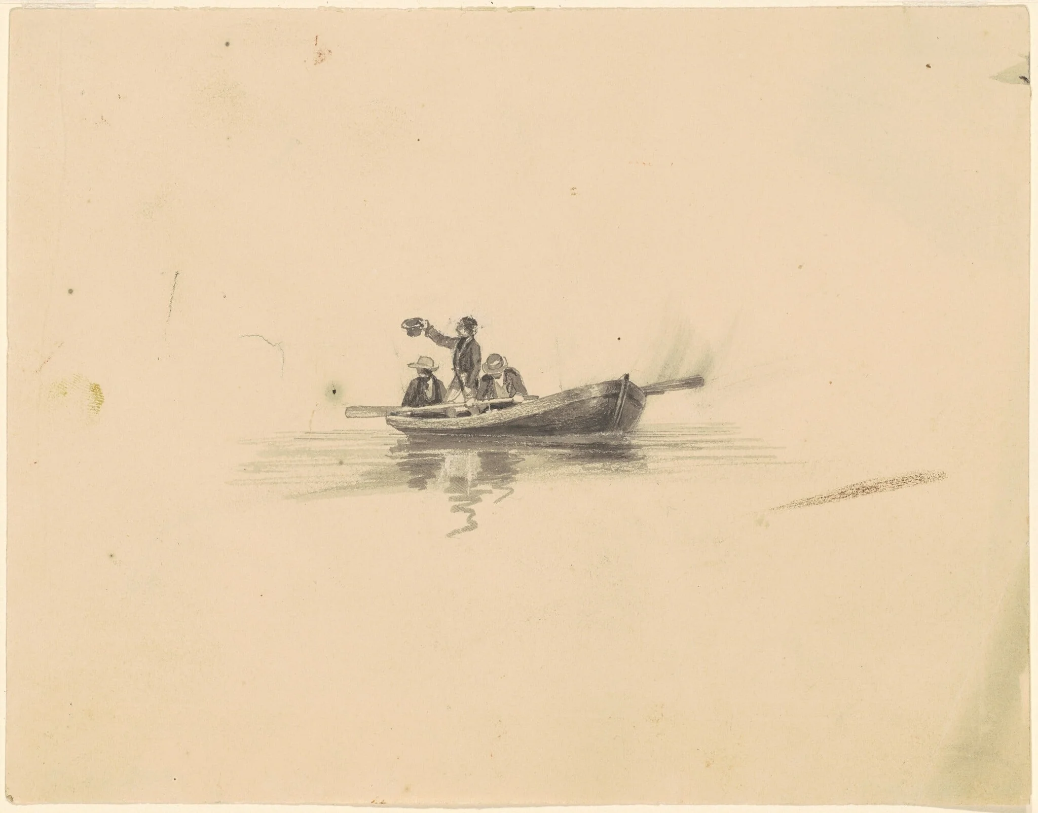 Men in a Rowboat, detail