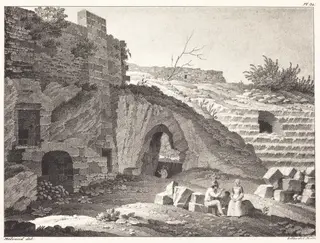 Rustics Picnicking in Ruins, by Jean René Méliand, ink, 1806