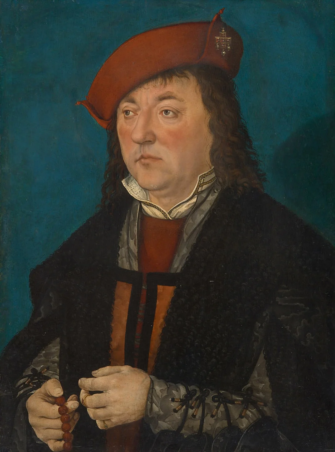 Bildnis eines Mannes mit Rosenkranz, detail