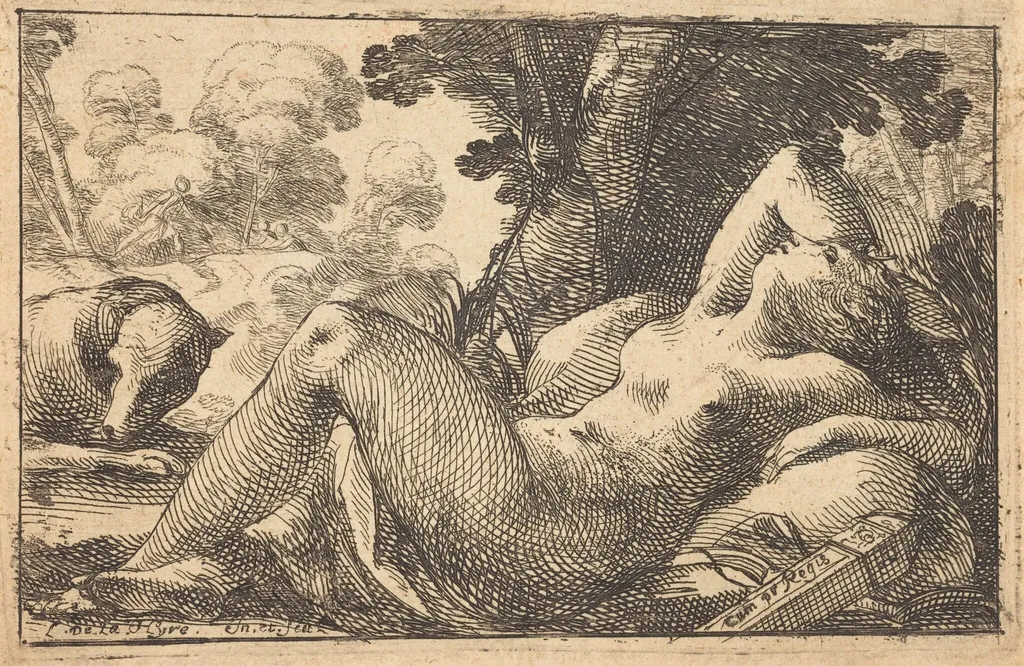 Diana Recumbent, by Laurent de La Hyre, ink, 1624