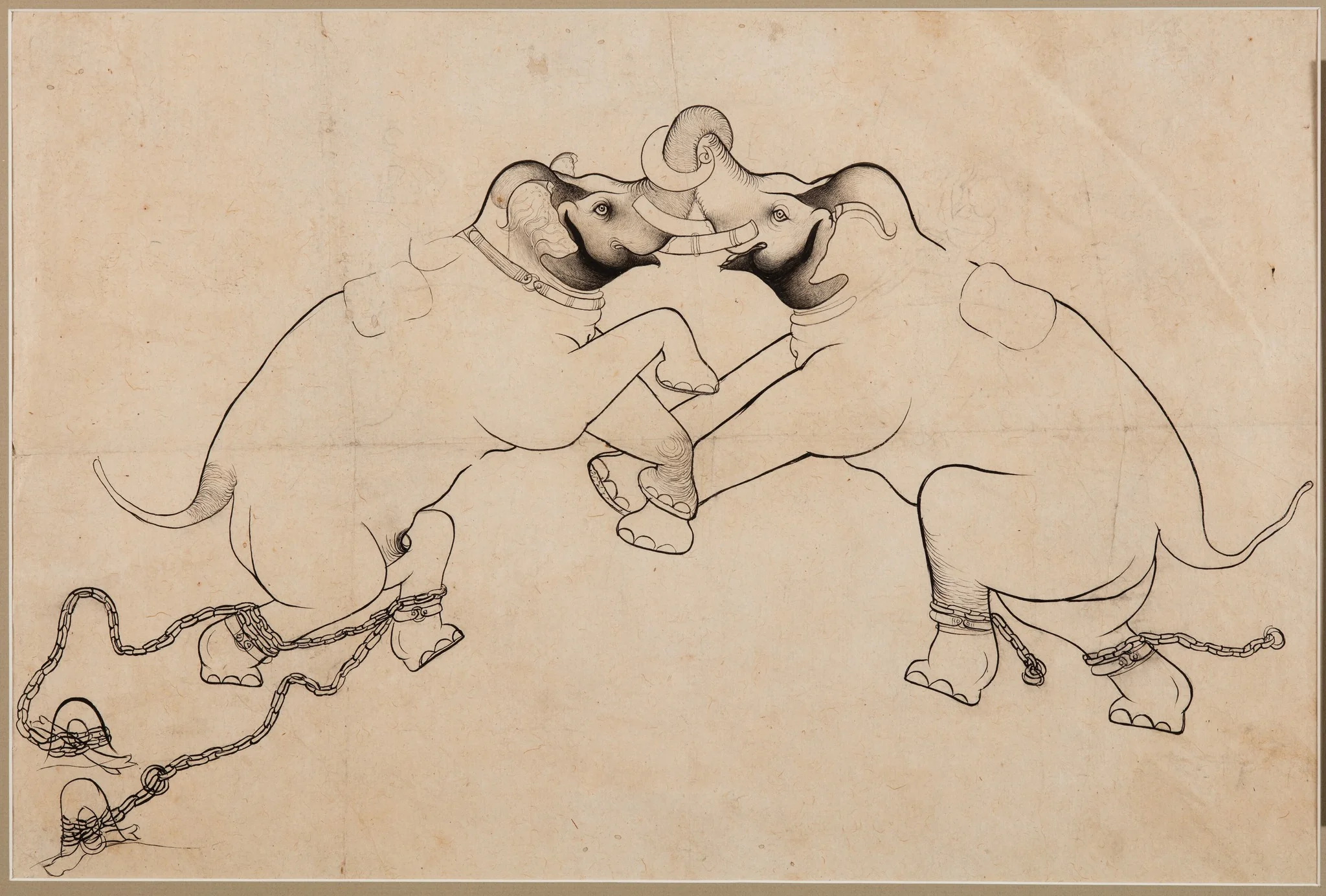 Two Elephants in Combat, detail