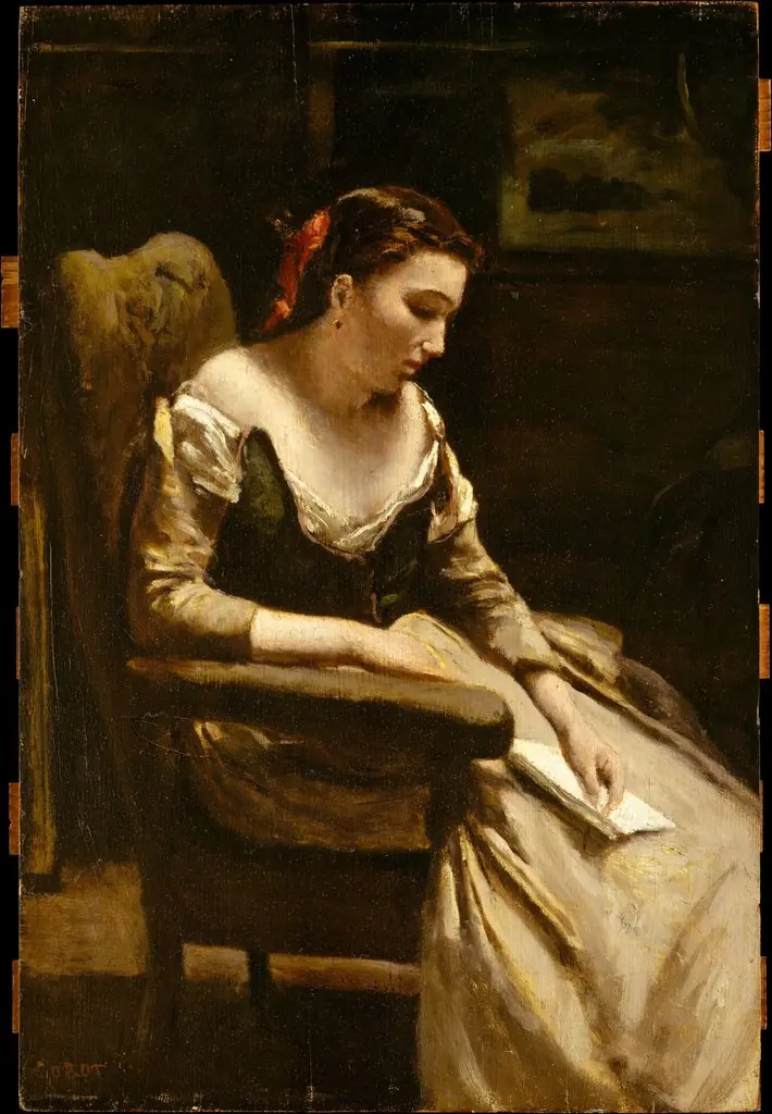 The Letter, by Jean Baptiste Camille Corot, oil, 1865