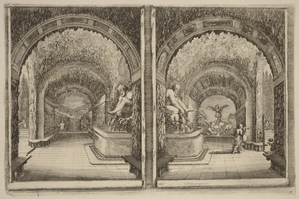 A Grotto Seen from Two Different View Points, by Stefano Della Bella, ink, 1653