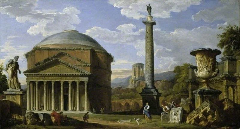 Capriccio of Roman Ruins with the Pantheon, detail