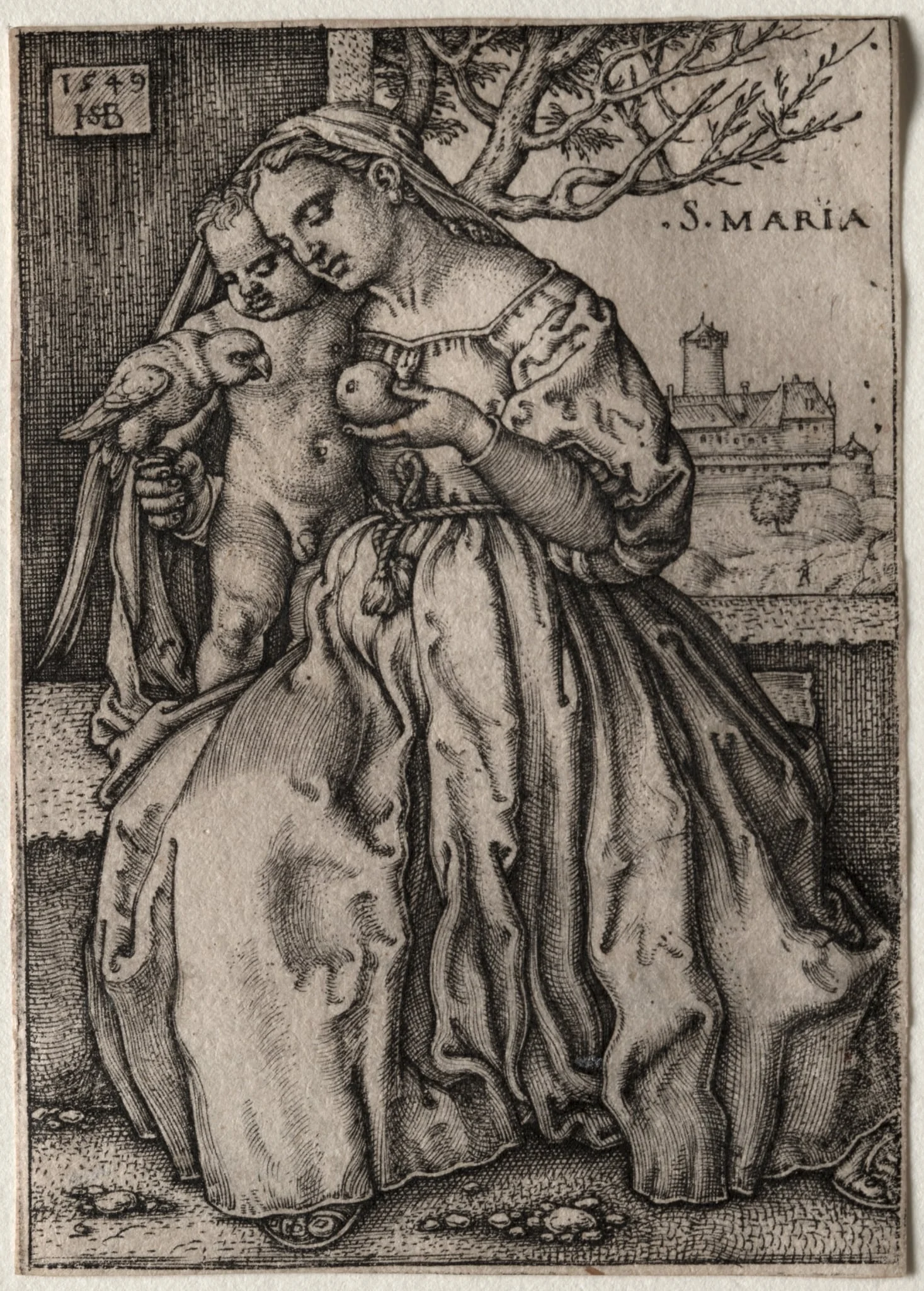Virgin and Child with Parrot, detail