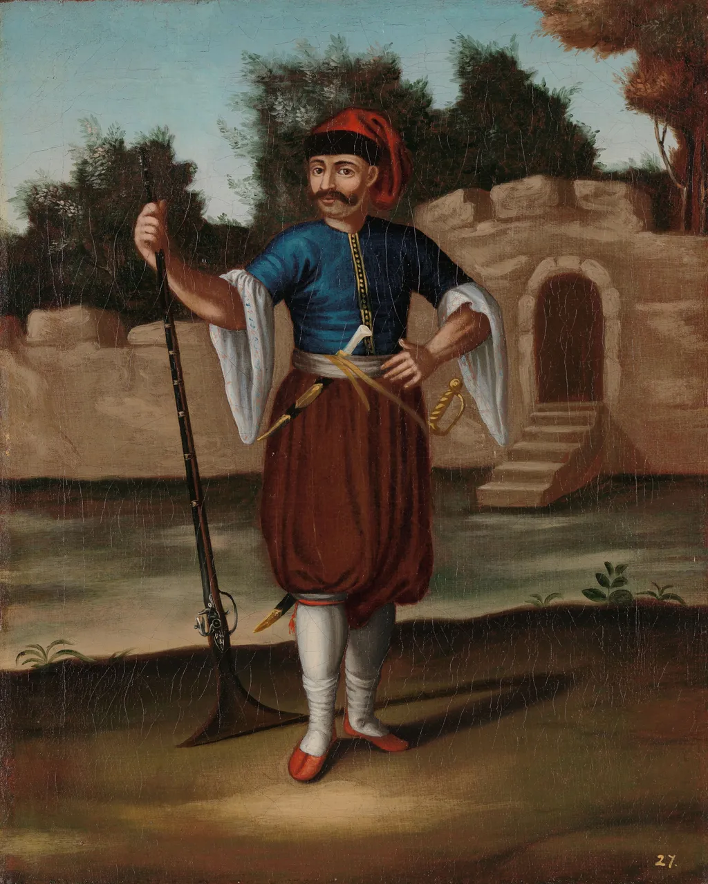 Albanian Soldier, by Jean Baptiste Vanmour, oil, 1718
