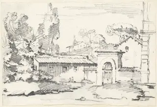Entrance to the Gardens of the Villa Giulia, by Joseph-Marie Vien, chalk, 1748