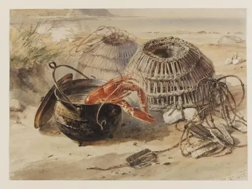Lobster Pots, by Edward William Cooke, watercolor, 1835