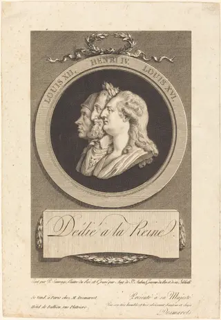 Louis XVI, Henri IV, and Louis XII, by Augustin de Saint-Aubin, ink, 1772