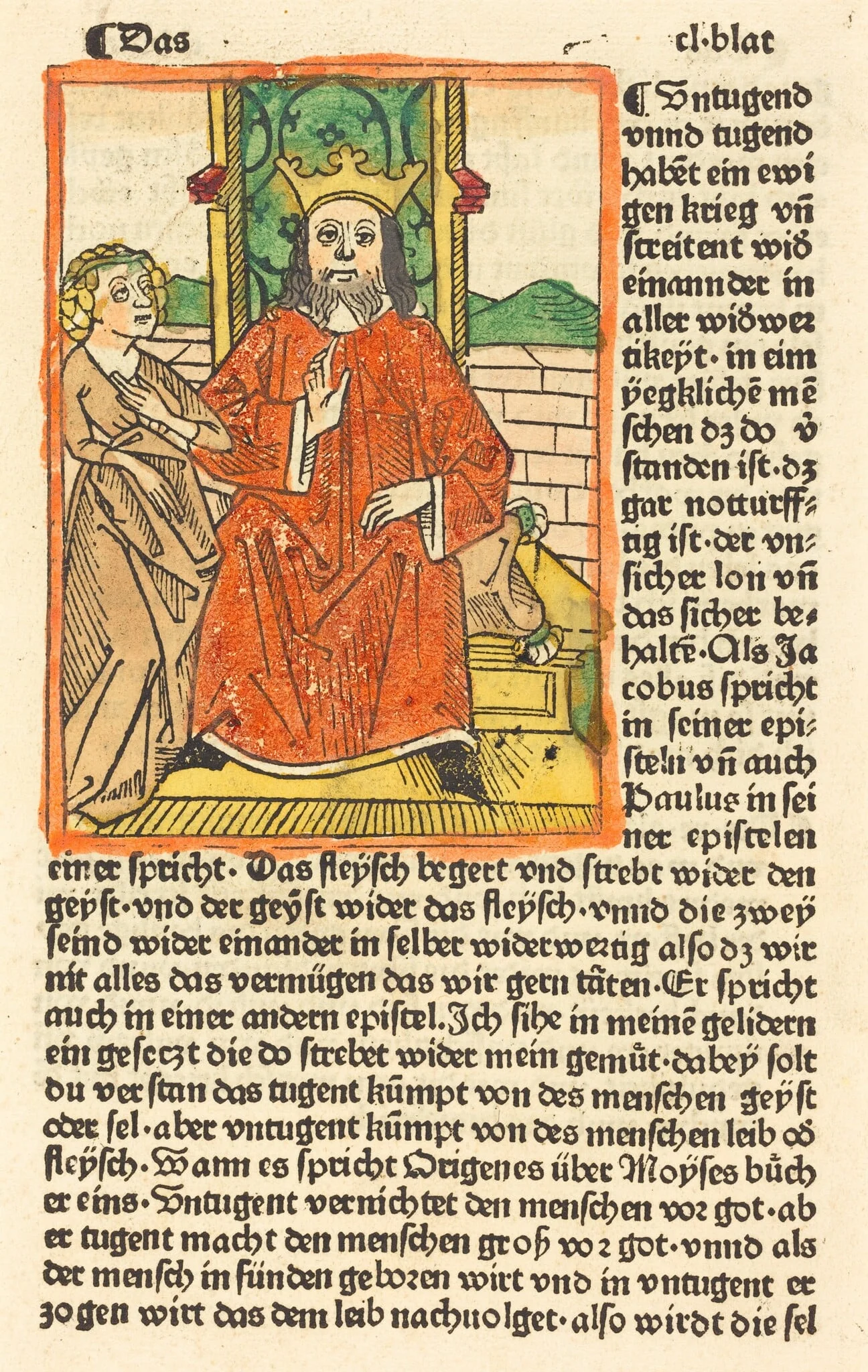 Crowned Man on a Throne with the Virgin Standing at the left, detail