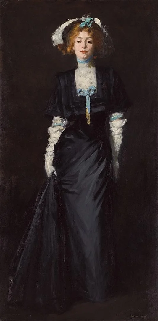 Jessica Penn in Black with White Plumes, detail