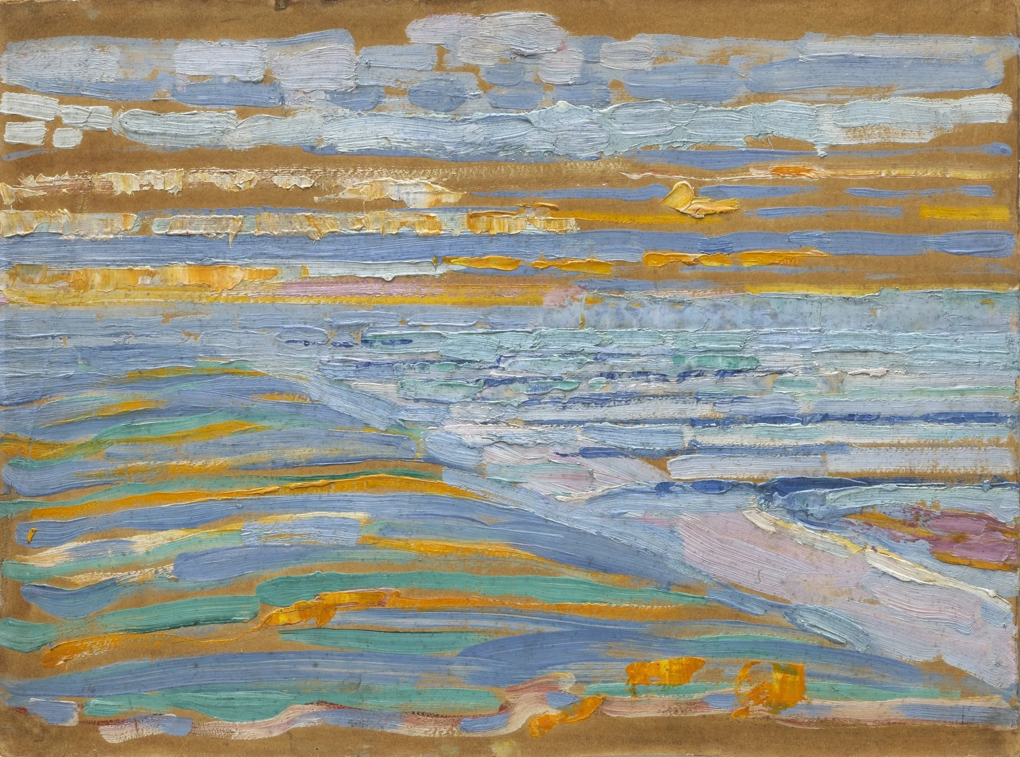View from the Dunes with Beach and Piers, Domburg, detail