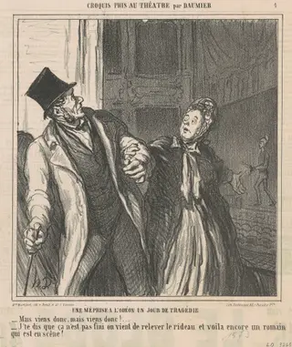 Une méprise a l'odéon ..., by Honoré Daumier, ink, 1864