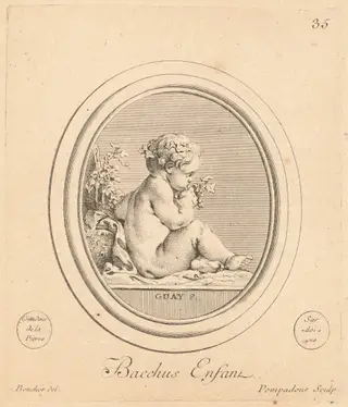 Bacchus enfant, by Jeanne Antoinette Poisson, marquise de Pompadour, ink, 1782