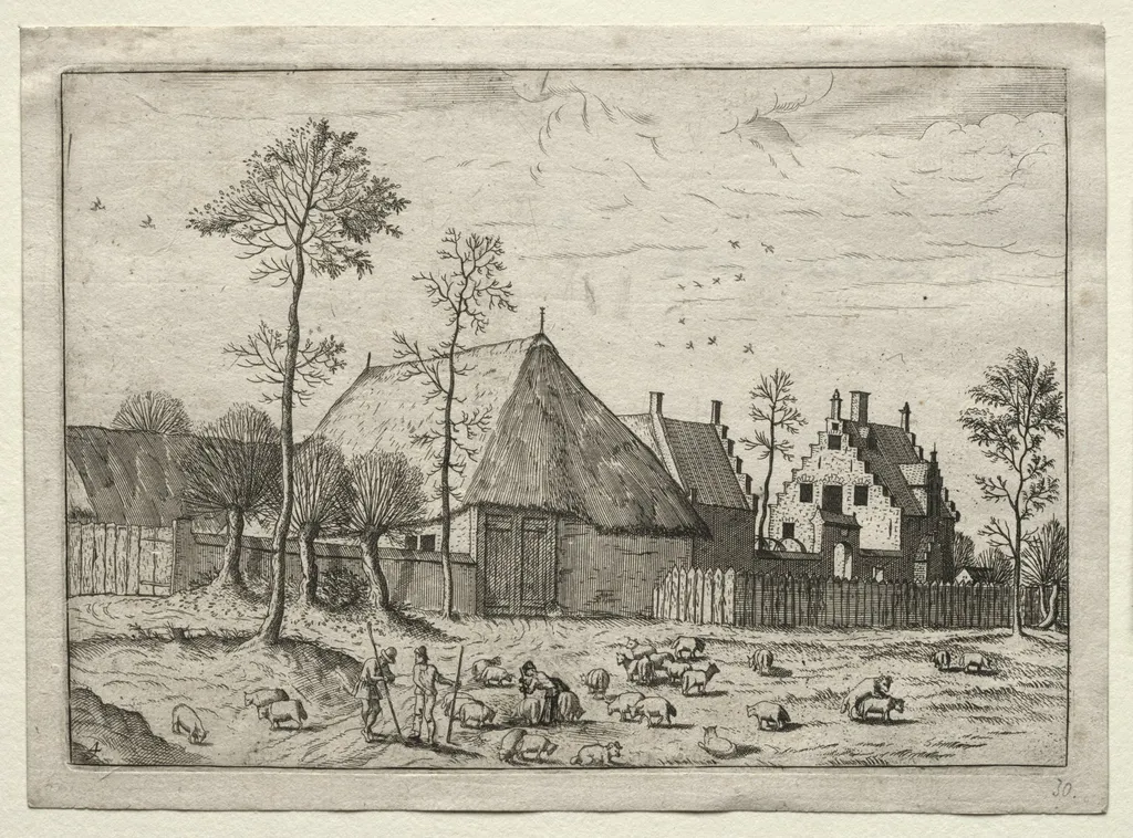 View of Villages in Brabant and Campine: Shepherds with Flock, by Master of the Small Landscapes, 1559