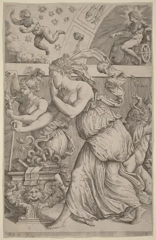 Pandora Opening Her Box, by Master Z.B.M., ink, 1557