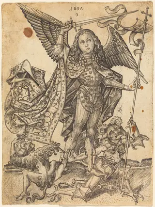 Saint Michael Defeating the Devils, by Master E.S., ink, 1467