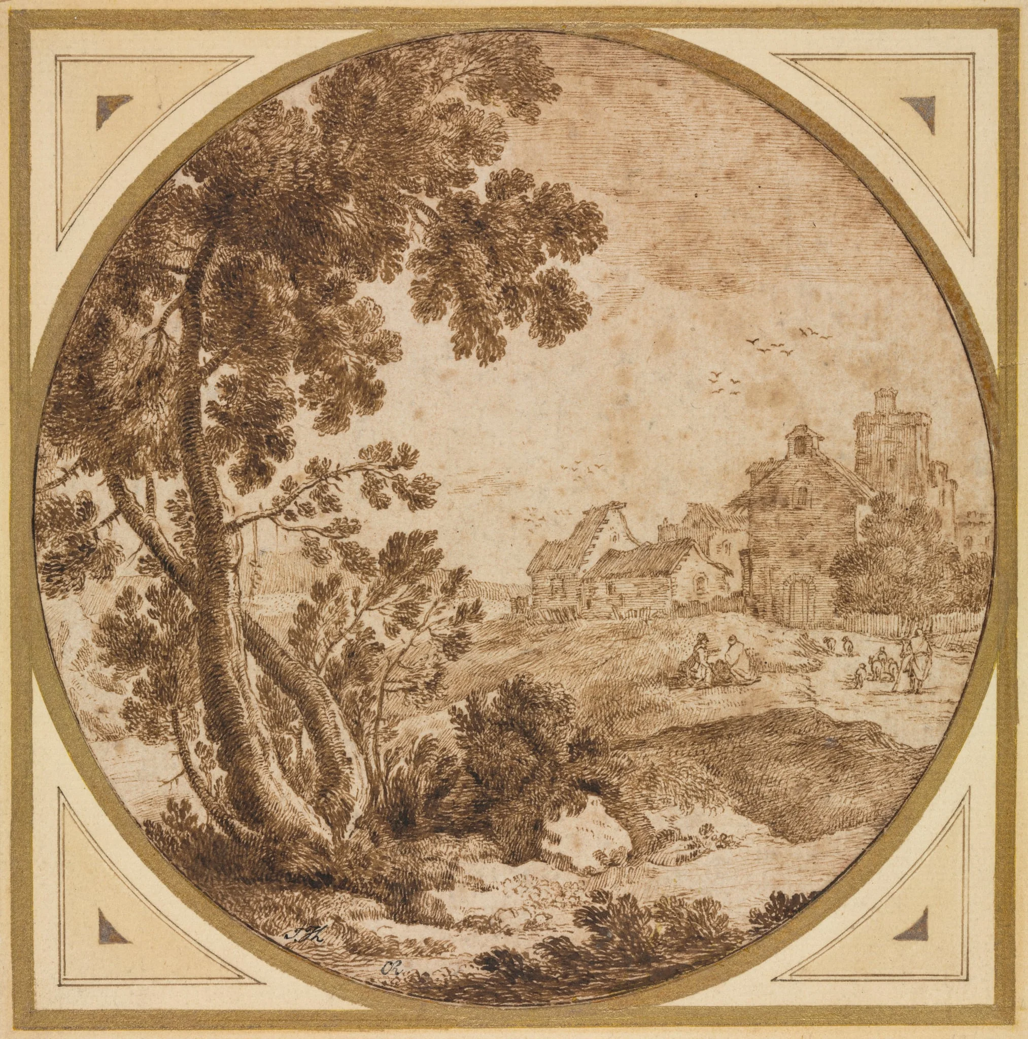 Landscape with Buildings and Figures, detail