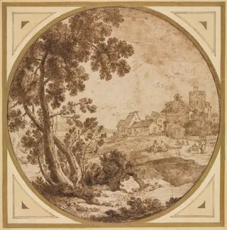 Landscape with Buildings and Figures, by Onorio Marinari, 1604