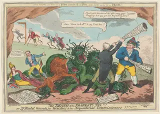 The Death of Property Tax!!!, by George Cruikshank, ink, 1816