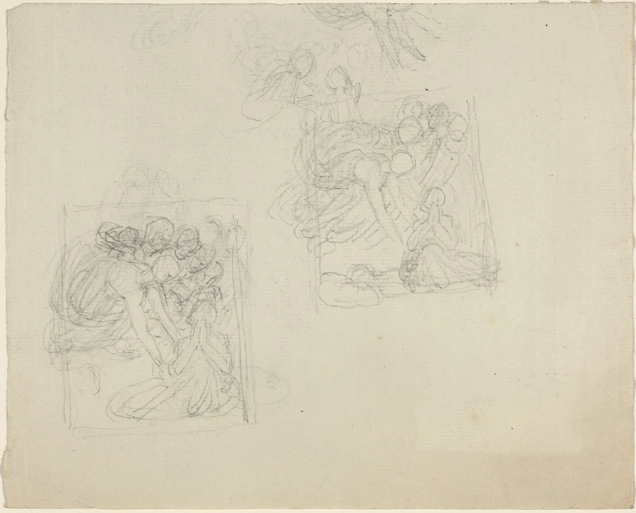 Studies for a Monument with Angels Reaching Down to a Praying Figure [recto and verso], detail