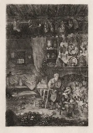 Flemish Interior, by Rodolphe Bresdin, 1861