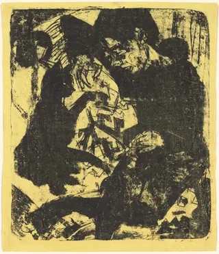 Boy with Cat (Knabe mit Katze), by Ernst Ludwig Kirchner, ink, 1919