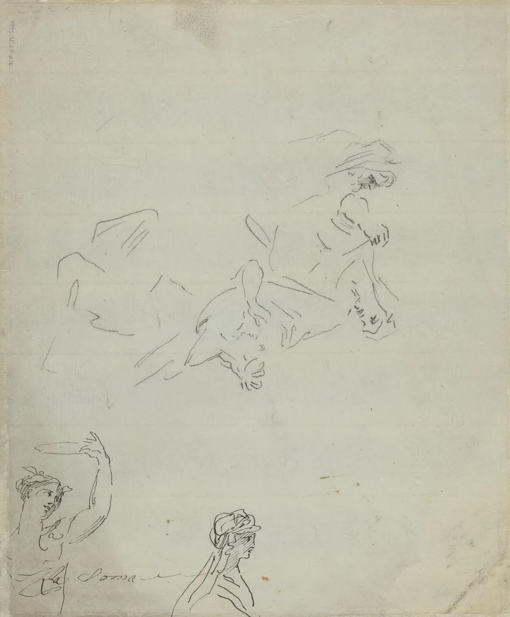 Figure Studies [verso], by Giovanni Battista Cipriani, ink, 1756