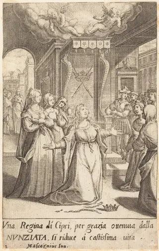 Queen of Cyprus, by Jacques Callot, ink, 1619