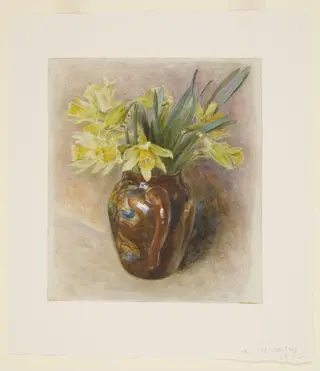 Daffodils in a jug, by Beatrix Potter, watercolor, 1900