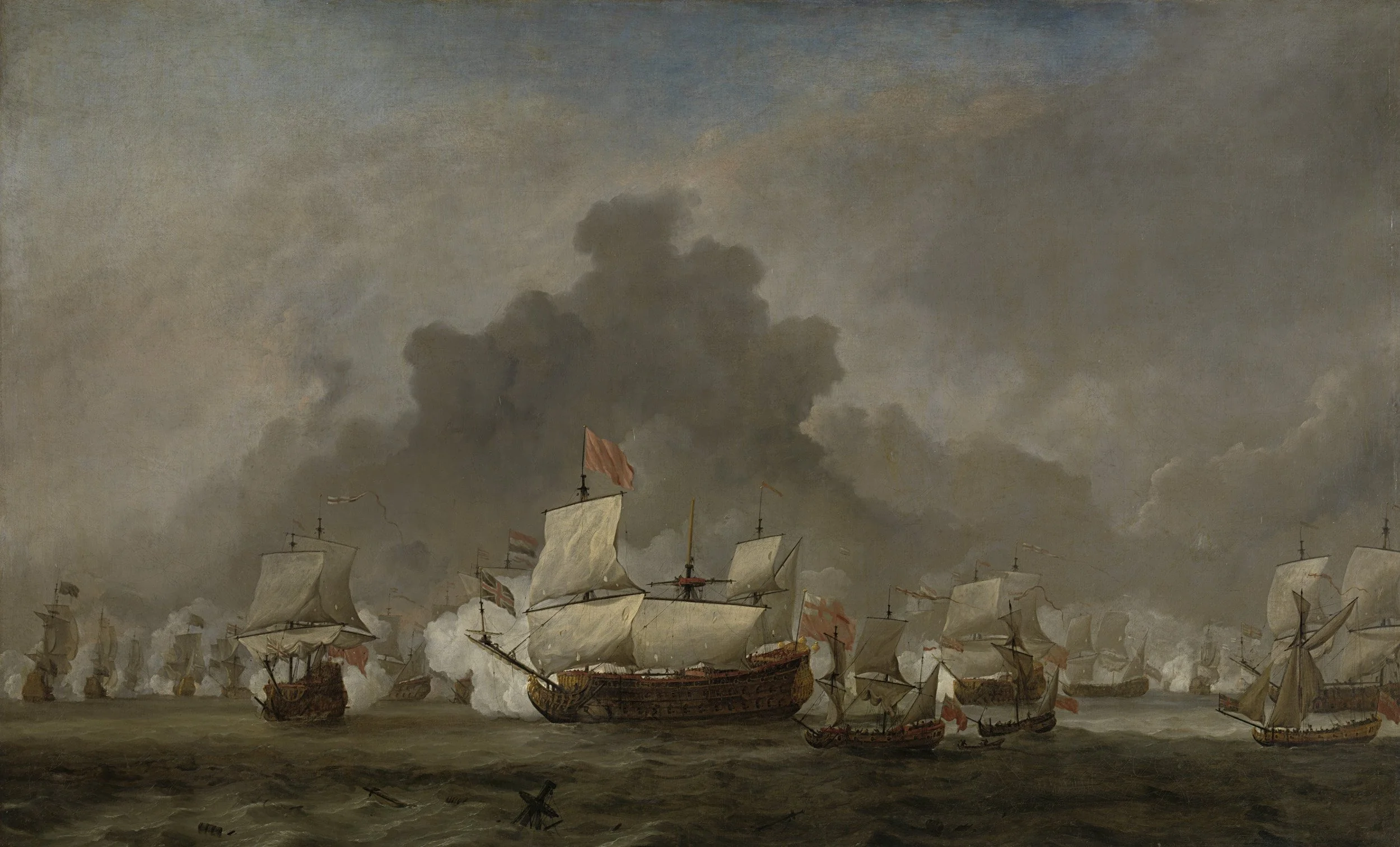 The skirmish of Michiel Adriaensz de Ruyter against the duke of York, commanding the 'Royal Prince'during the Battle of Solebay, 7 June 1672: episode from the Third Anglo-Dutch War (1672-74), detail