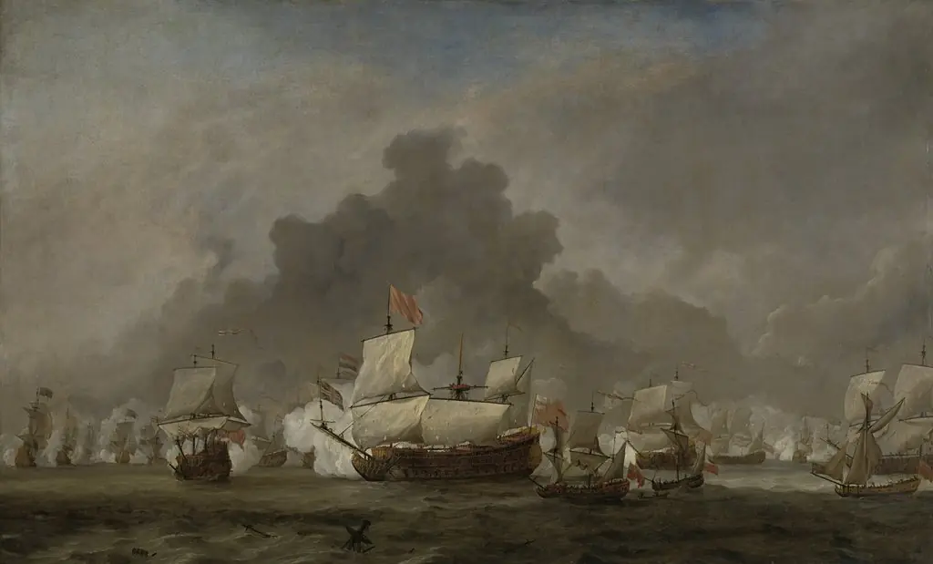 The skirmish of Michiel Adriaensz de Ruyter against the duke of York, commanding the 'Royal Prince'during the Battle of Solebay, 7 June 1672: episode from the Third Anglo-Dutch War (1672-74), by Willem van de Velde the Younger, oil, 1696