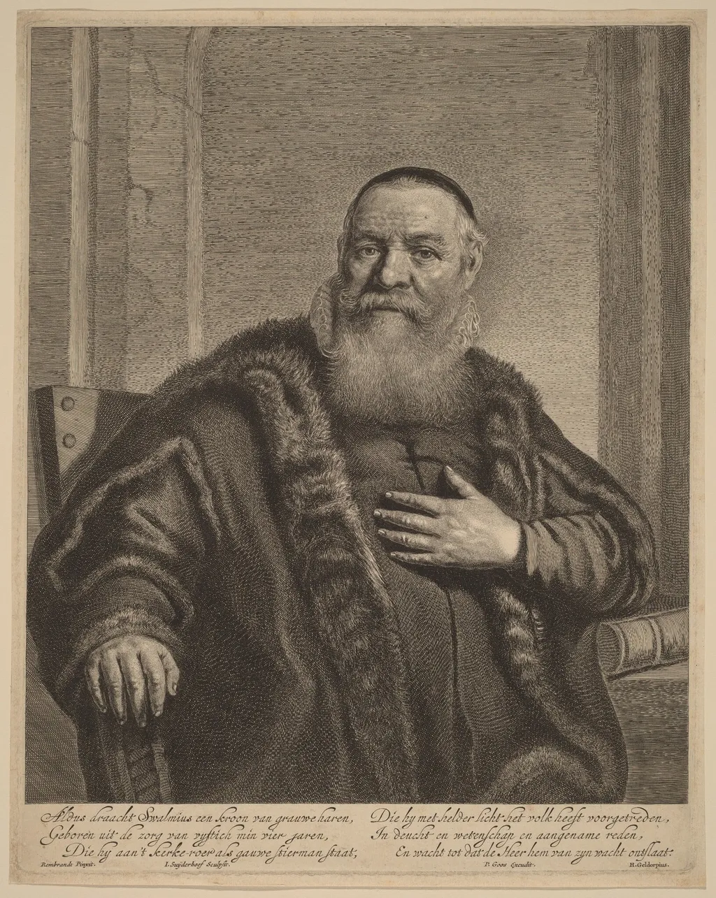 Eleazer Swalmius, by Jonas Suyderhoff, ink, 1652