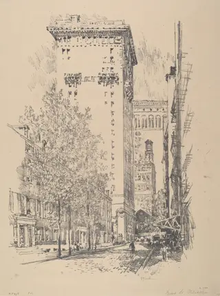 Girard Street, by Joseph Pennell, ink, 1912