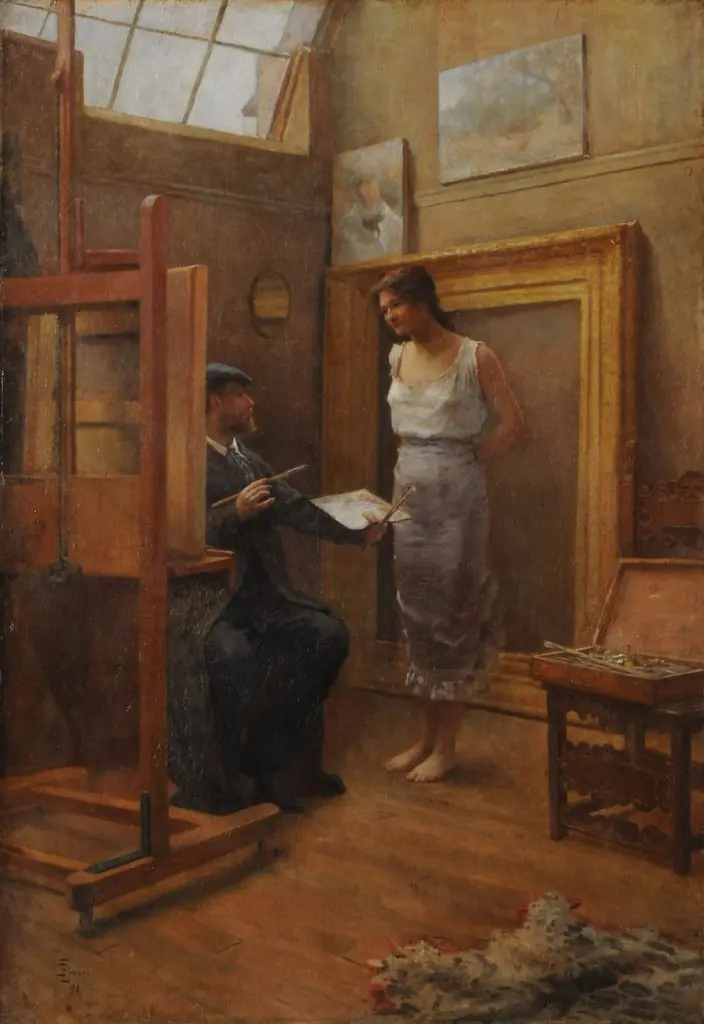 In the workshop, by Eduardo Sívori, oil, 1896