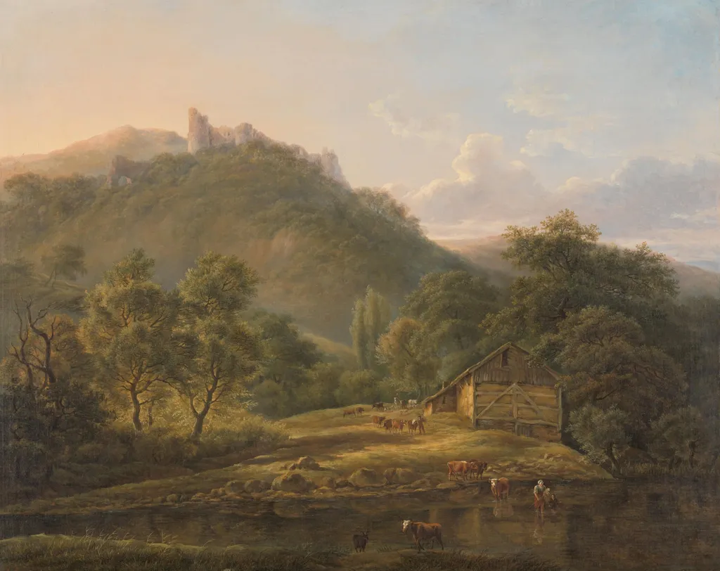 On the Sambre River, by Edouard Delvaux, unspecified, 1827